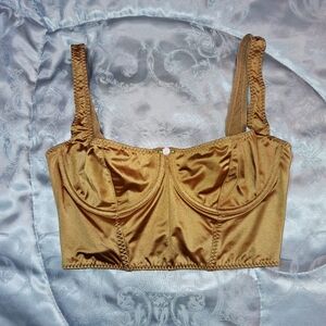 Skims Gold Satin Bustier Bra Top Small